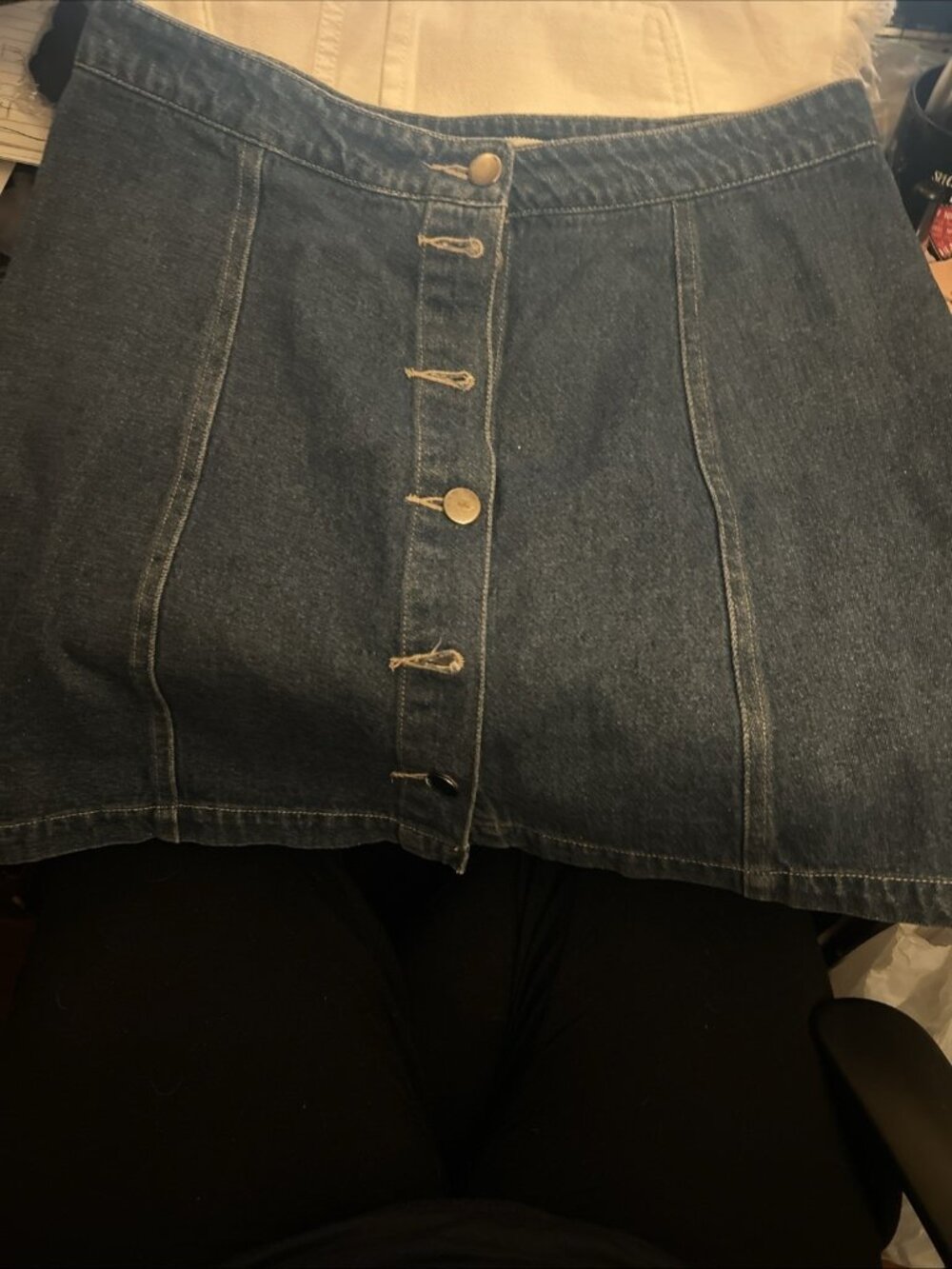 Timing Blue Denim Button Front Skirt Women’s Size Large no pockets slim fit look